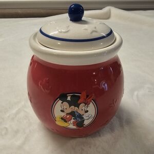 Disney Red and White Mickey & Minnie Cookie Jar